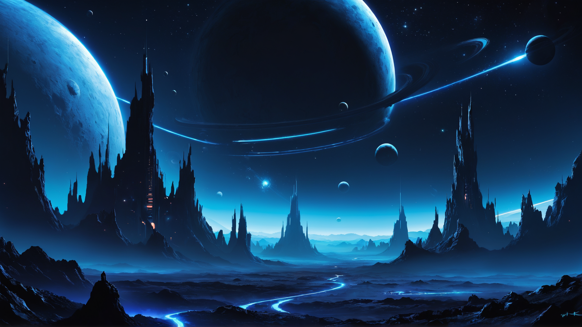 Celestial Spires of Exoplanet