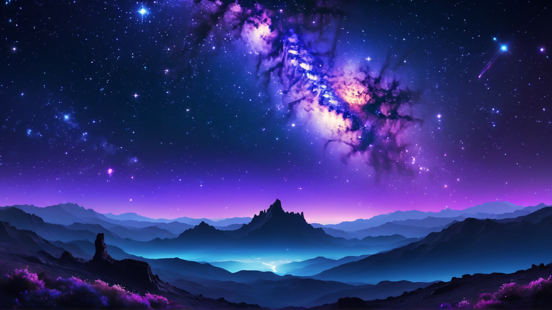 Nebula Over Mystic Peaks